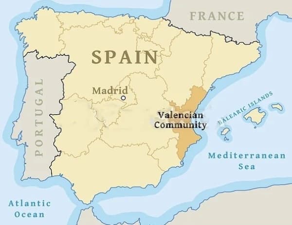 Valencia on a map