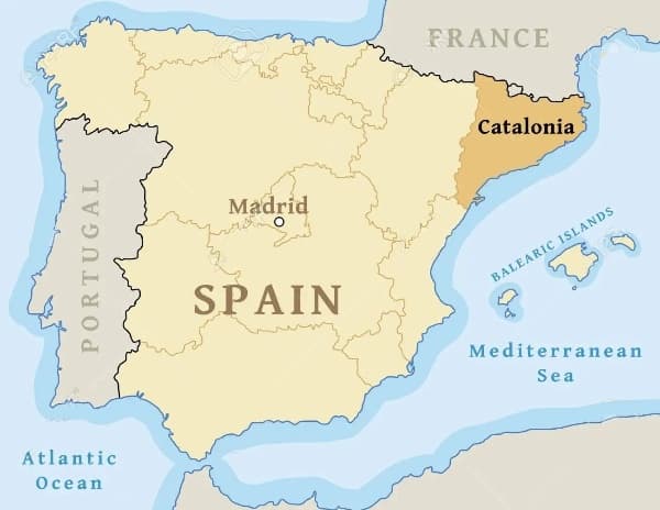 Catalonia on map